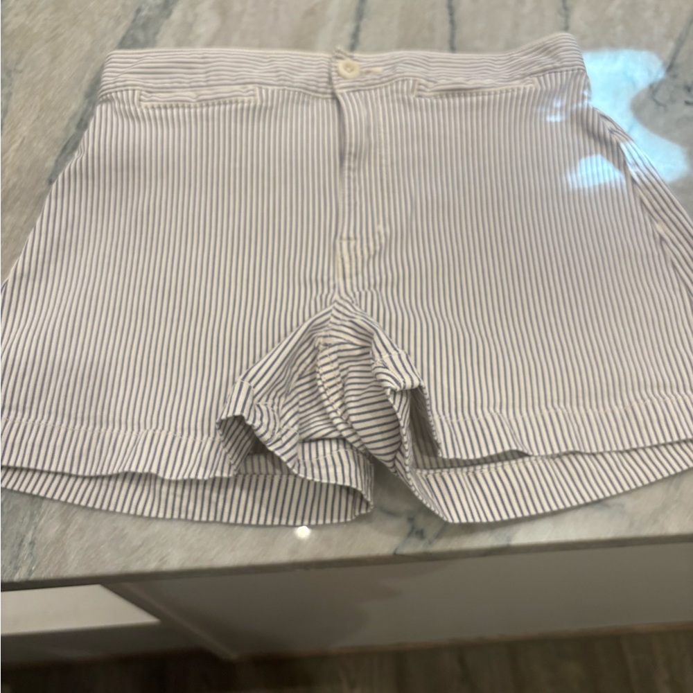 Madewell High Waist Striped Shorts - Black and White